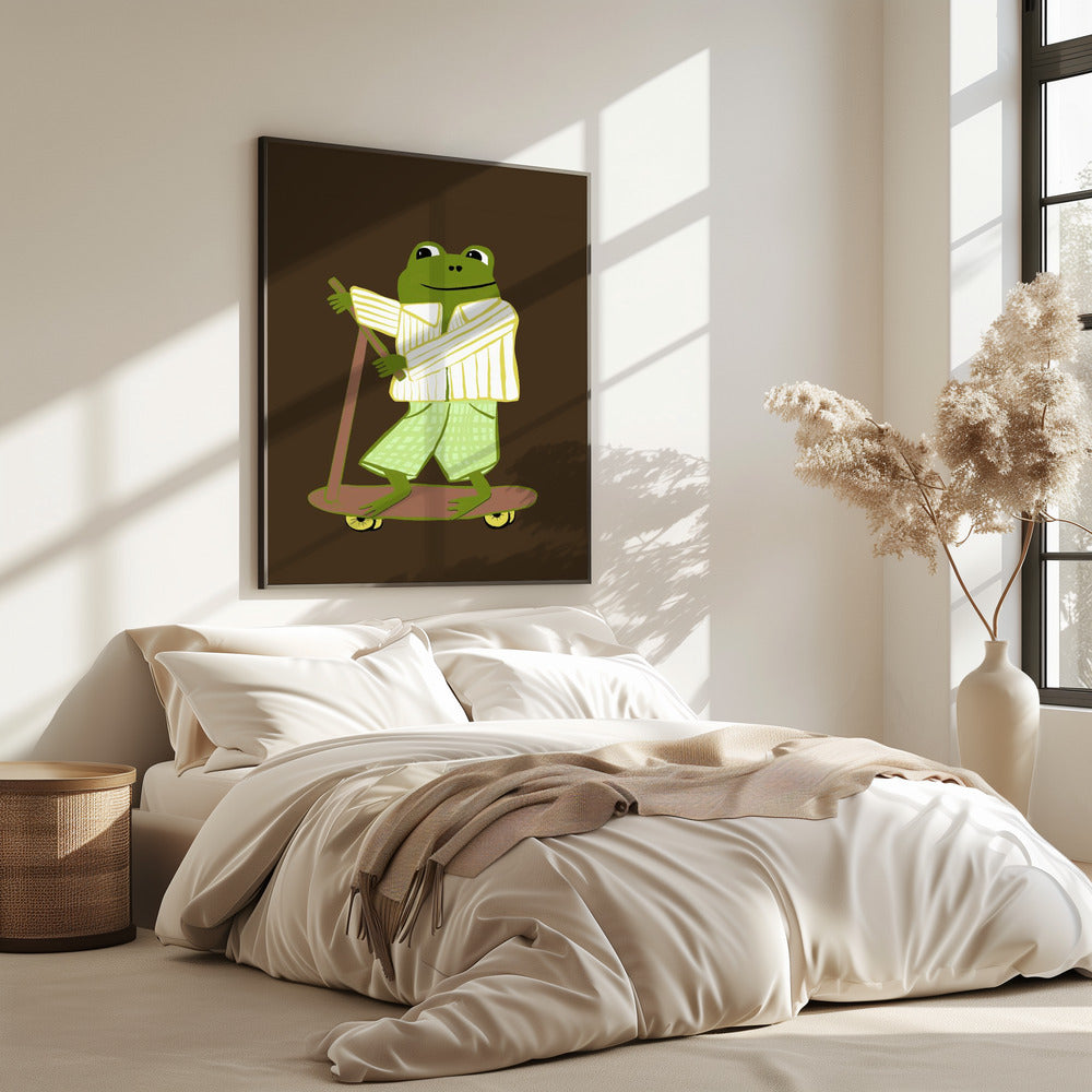 Frosch auf Roller | Poster
