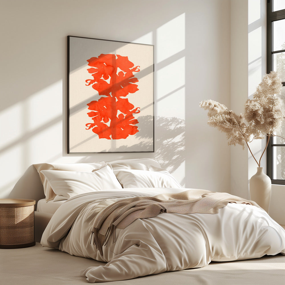 Orange Blumensilhouetten | Poster