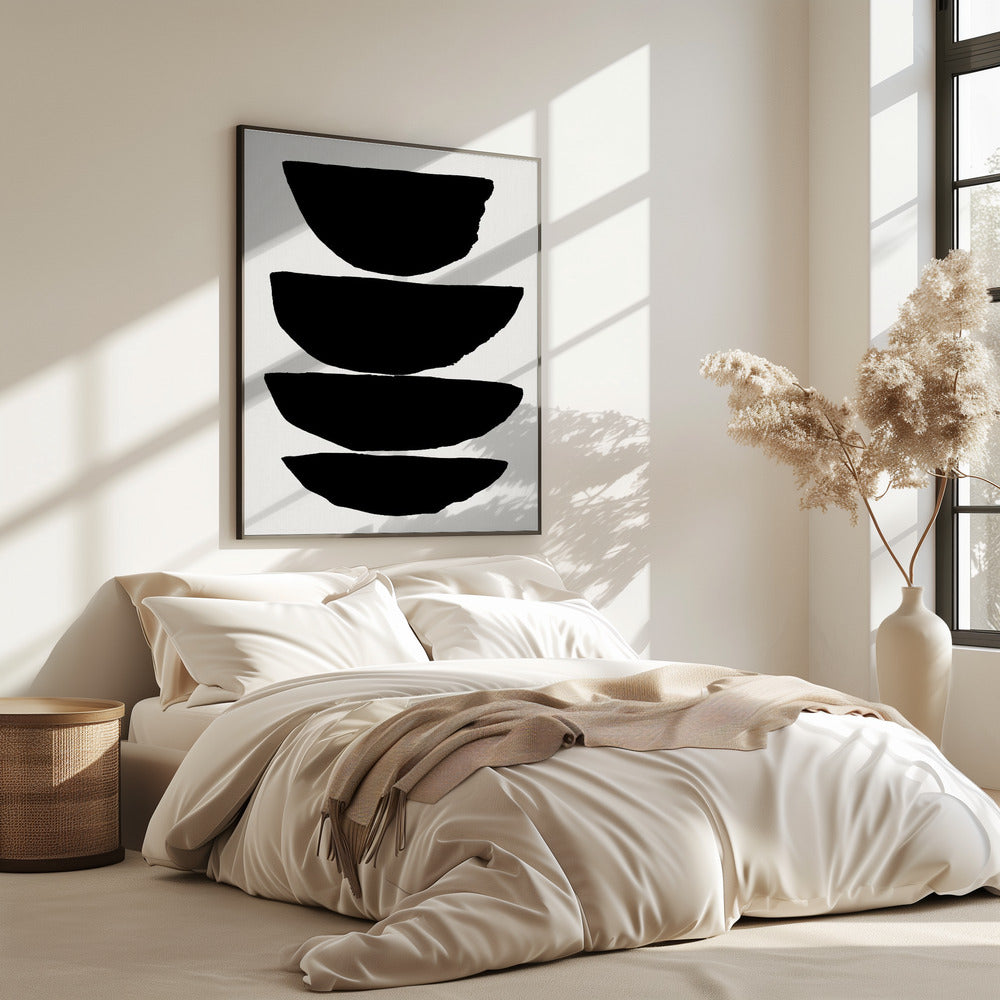 Minimalistische schwarze abstrakte Ellipsen | Poster
