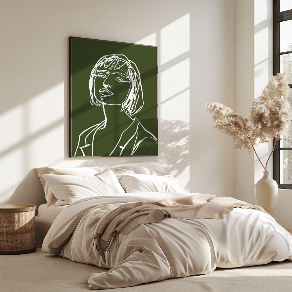 Line Art weiblich grün | Poster