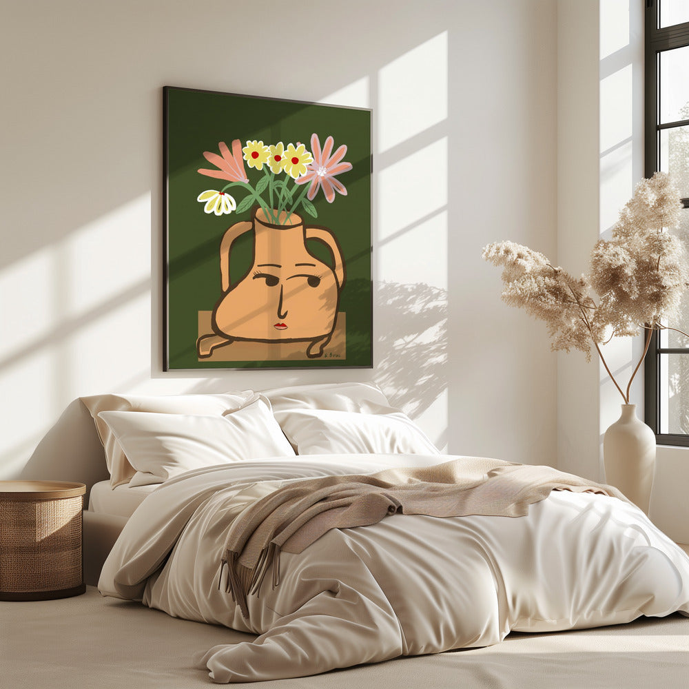 Dame in Vase mit Blumen | Poster