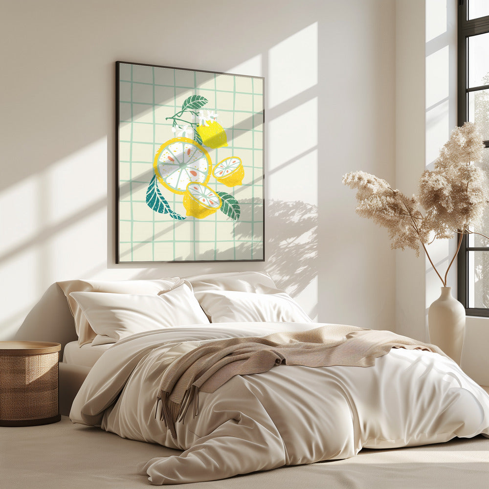 Lemon slice with leaves | Poster
