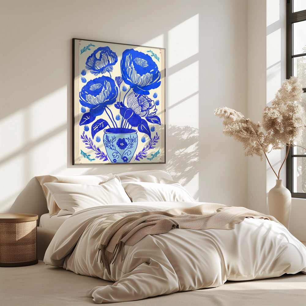 Blaue Blütenvase | Poster