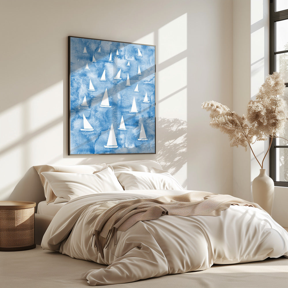 Weiße Segelboote | Poster
