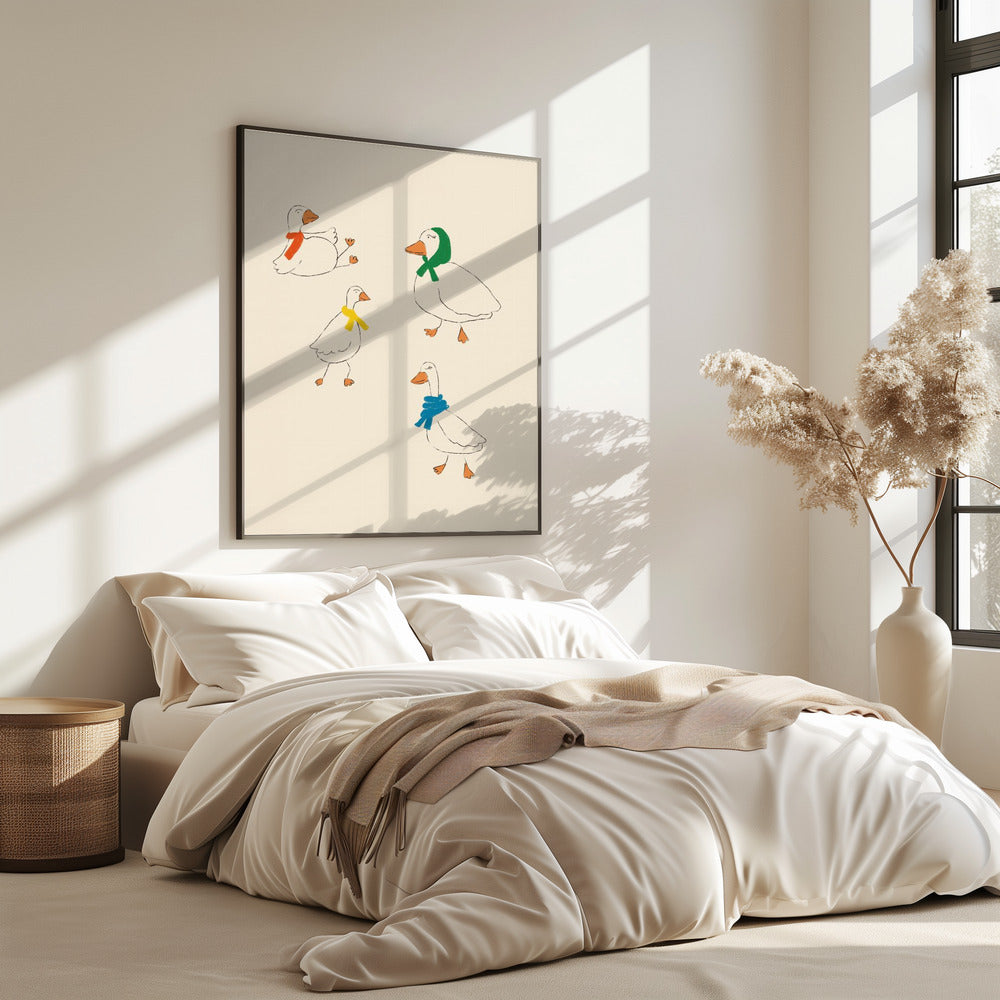 Enten mit bunten Schals | Poster