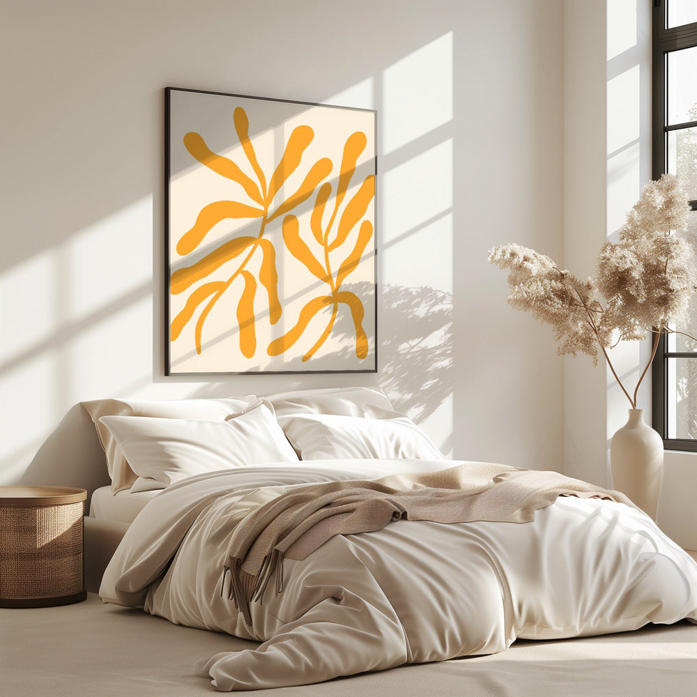 Gelbe Blattsilhouetten | Poster