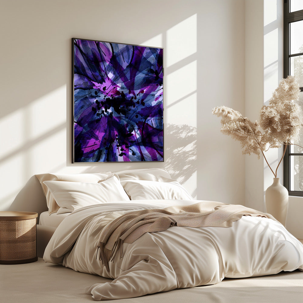 Dynamische lila und schwarze Pinselstriche | Poster