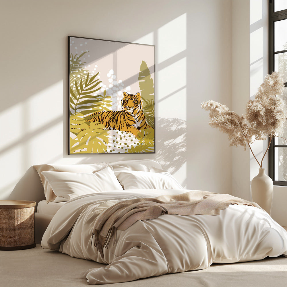 Tiger Laying Down von Cats and Dotz, 76,2 x 106,7 cm, Poster