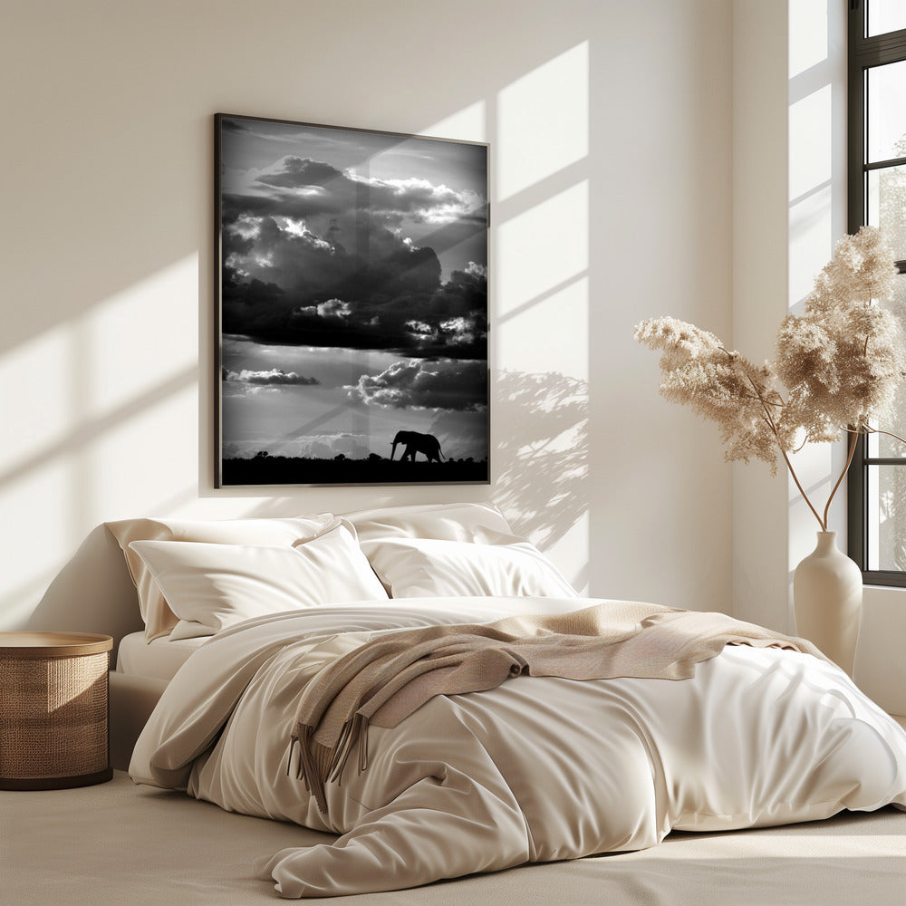 Er geht unter einem afrikanischen Himmel | Poster