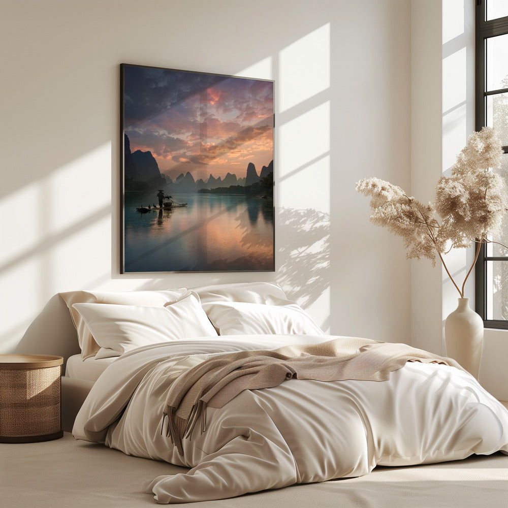 Sonnenaufgang am Li-Fluss | Poster