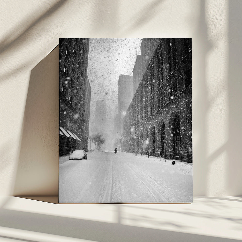 New York Walker im Schneesturm | Leinwand