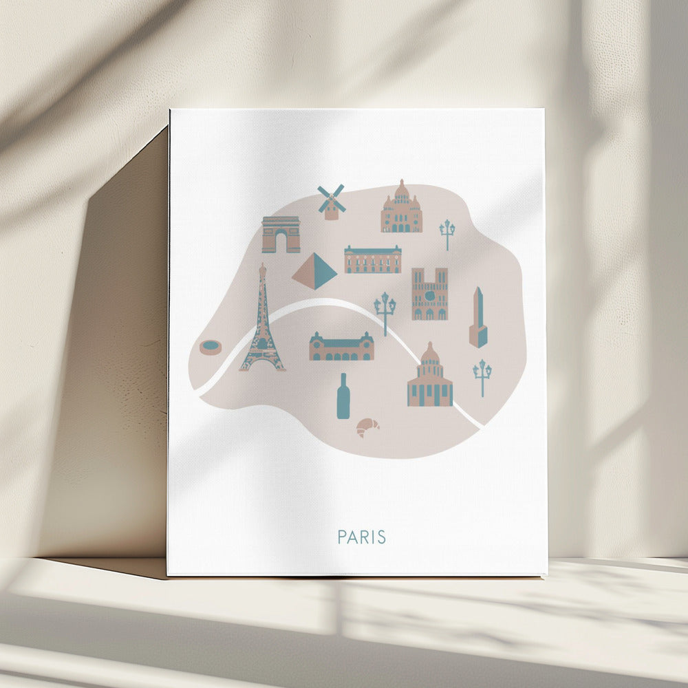 Paris Karte | Leinwand
