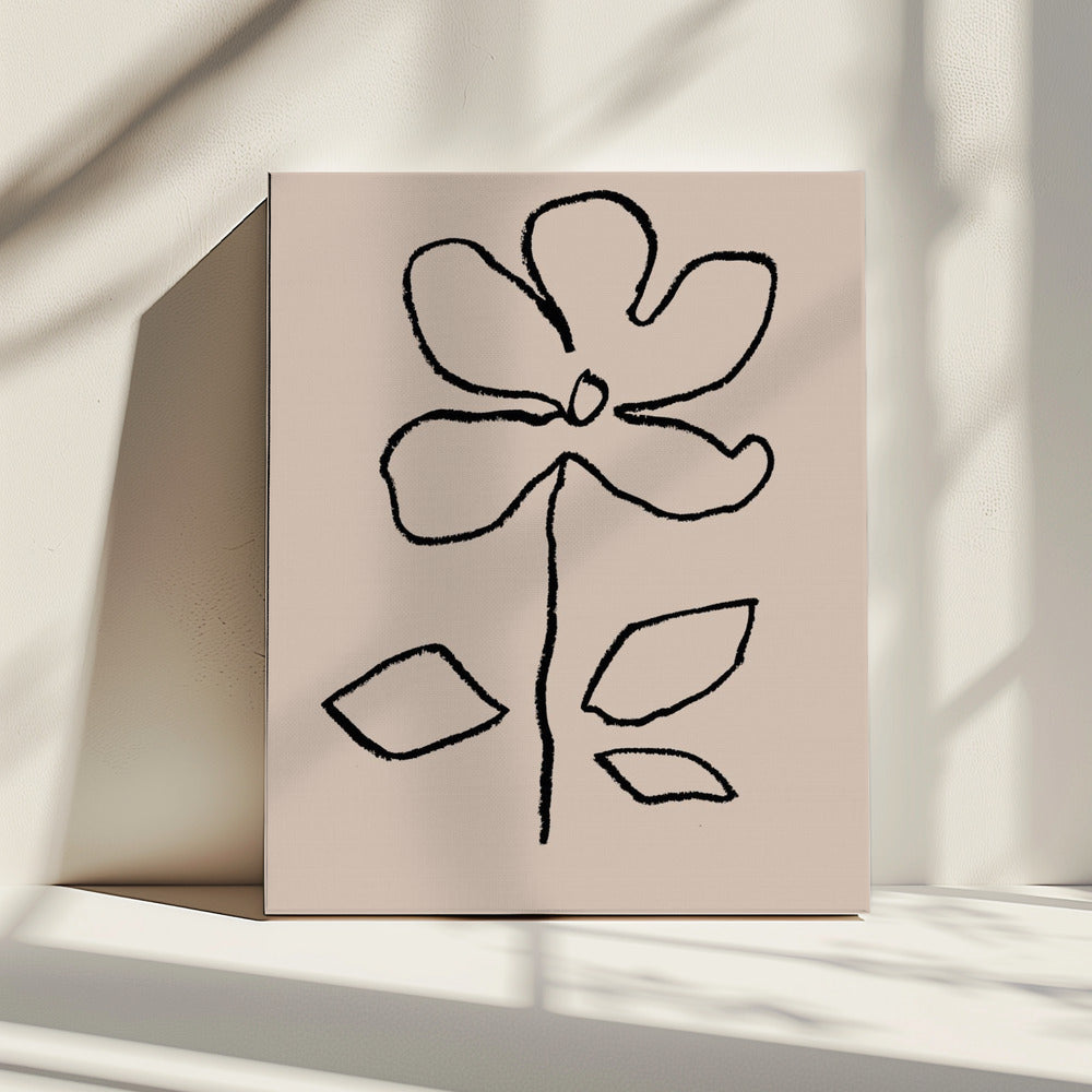 Ölpastell Blume Schwarz | Leinwand