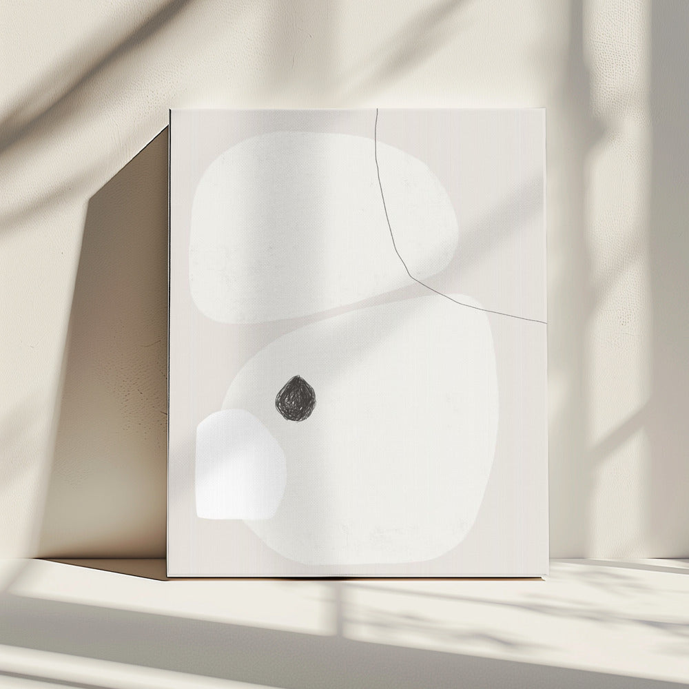 Minimalistische geometrische Formen in Beige und Weiß | Leinwand