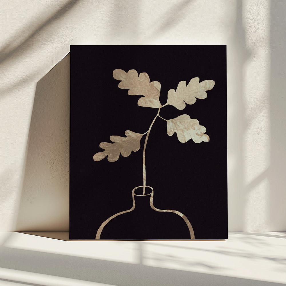 Blätter in Vase_Gold | Leinwand