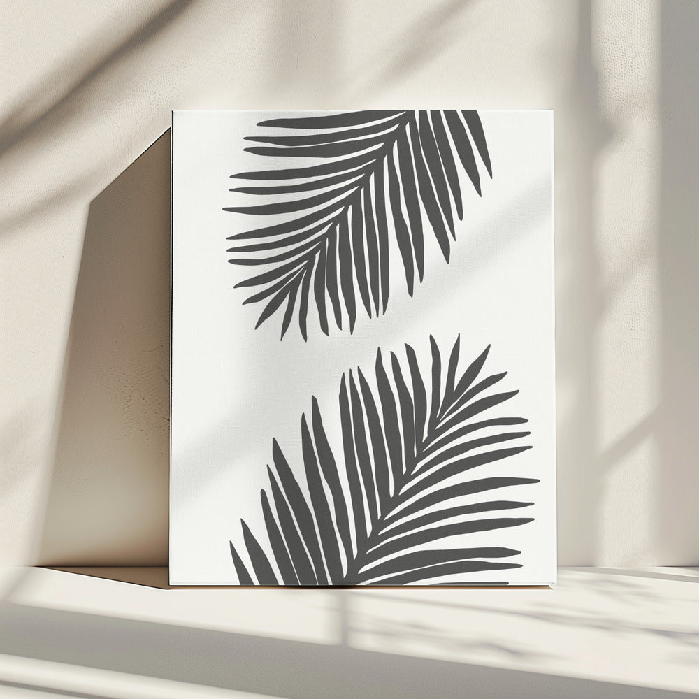 PALM LEAF 12 GRAPHITGRAU | Leinwand