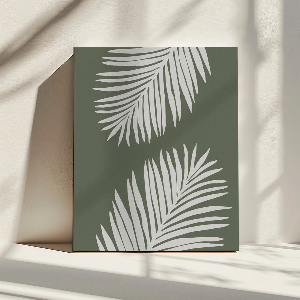 PALMBLATT 06 GRÜN WEISS | Leinwand