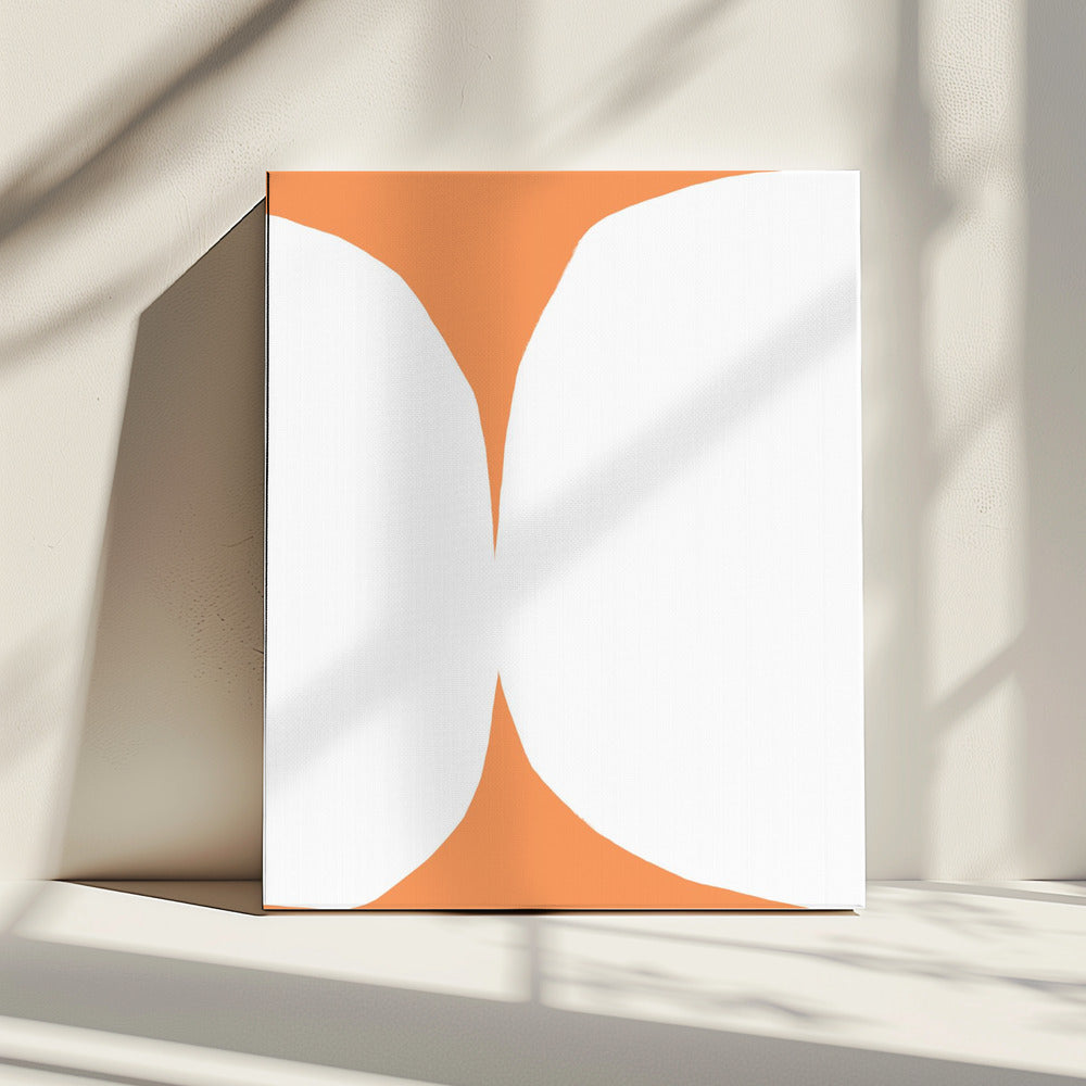 Geometrische weiße Formen auf orangefarbenem Hintergrund | Leinwand