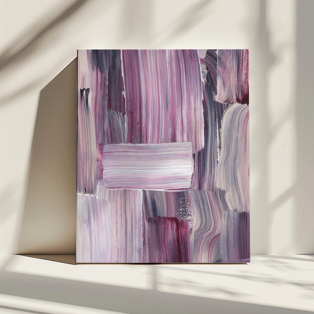 Kräftige Pinselstriche in Violett- und Rosatönen | Leinwand