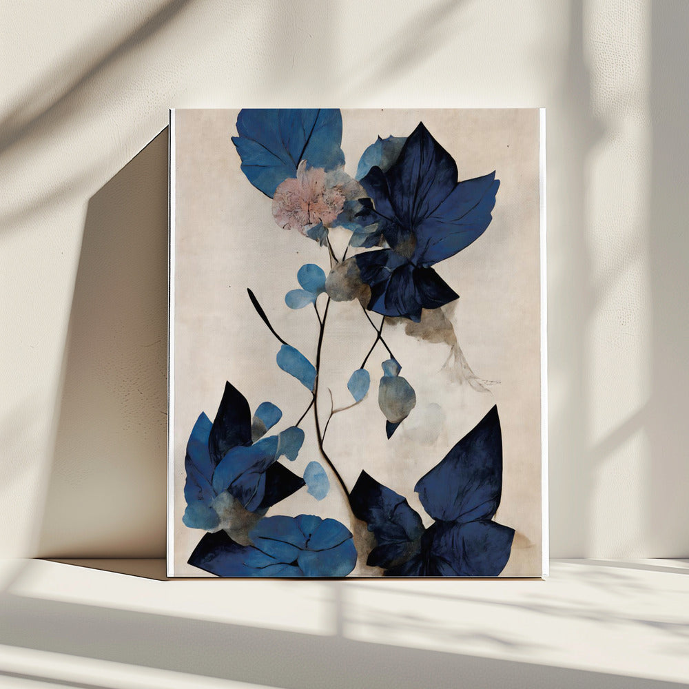 Blaue Trockenblumen | Leinwand