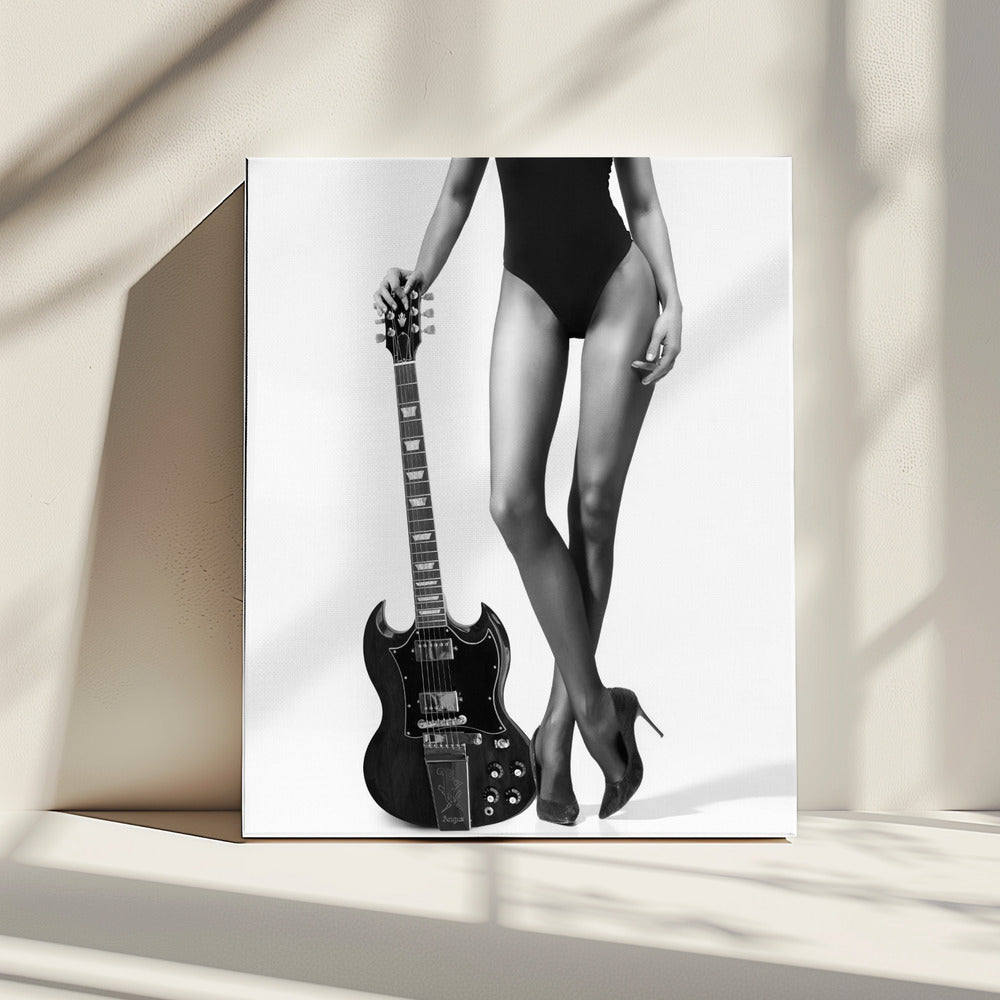 Lady und die Gibson | Leinwand