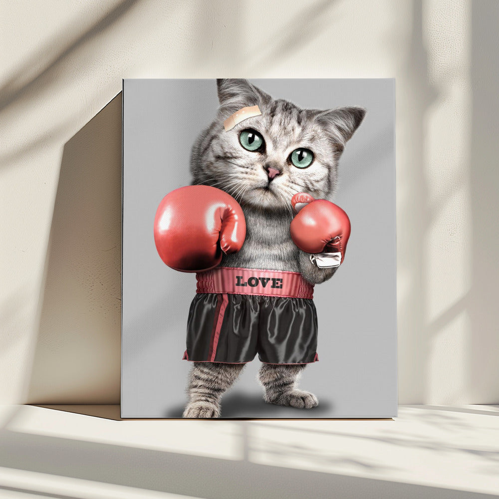 boxende Katze | Leinwand