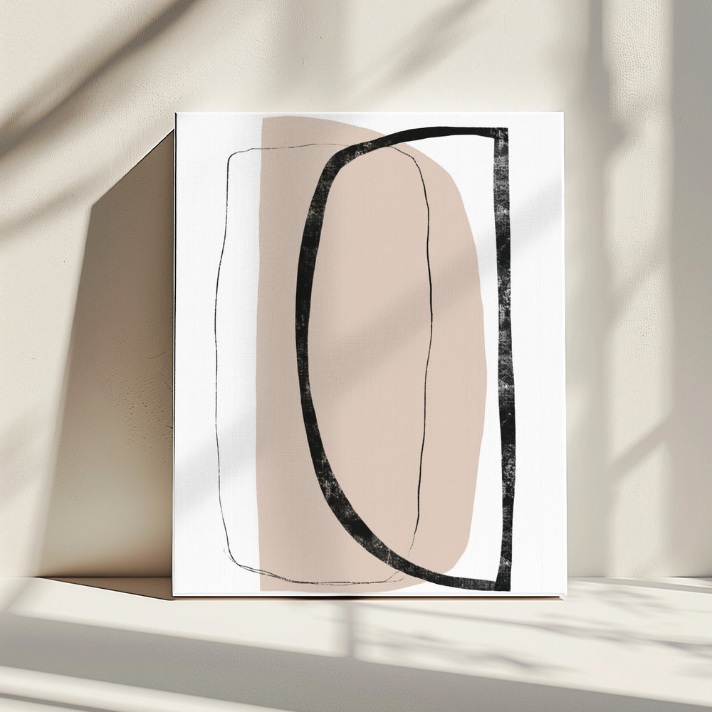 Weiche beige und schwarze geometrische Formen | Leinwand