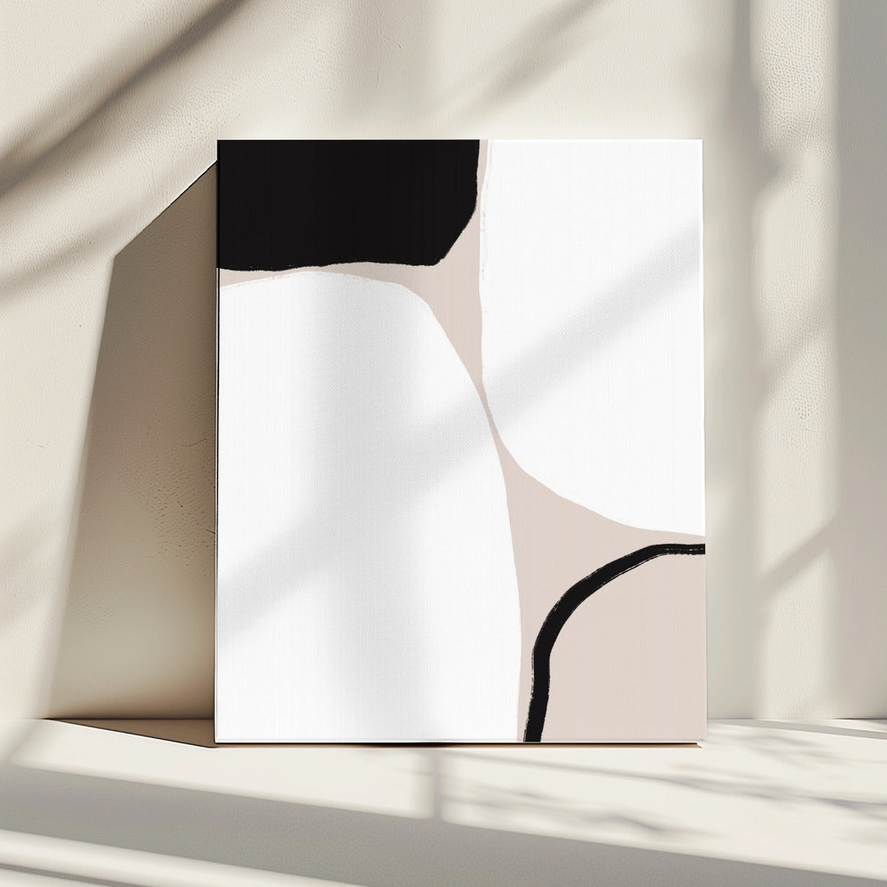 Geometrische Formen in Schwarz und Beige | Leinwand