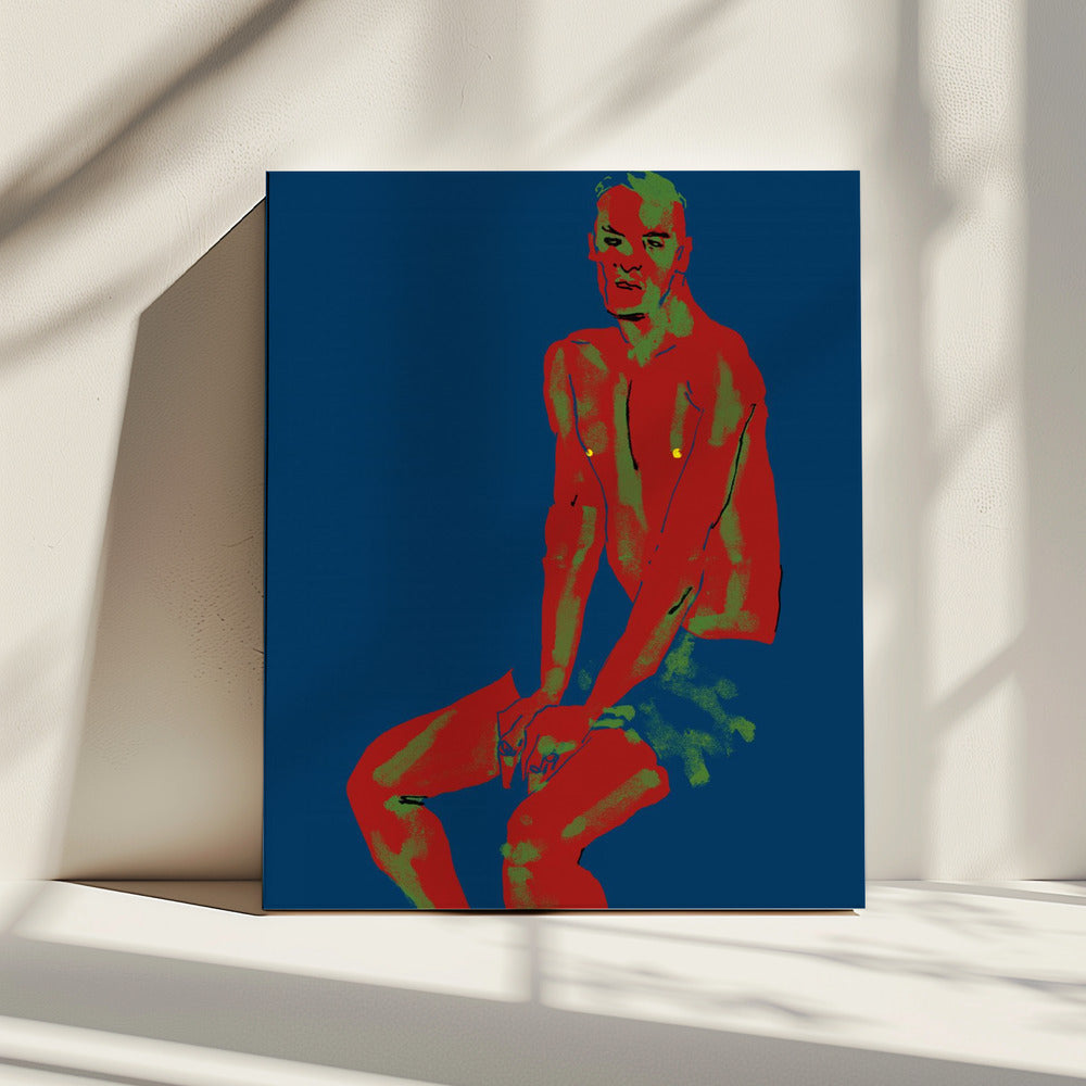 Ein Mann posiert blau | Leinwand