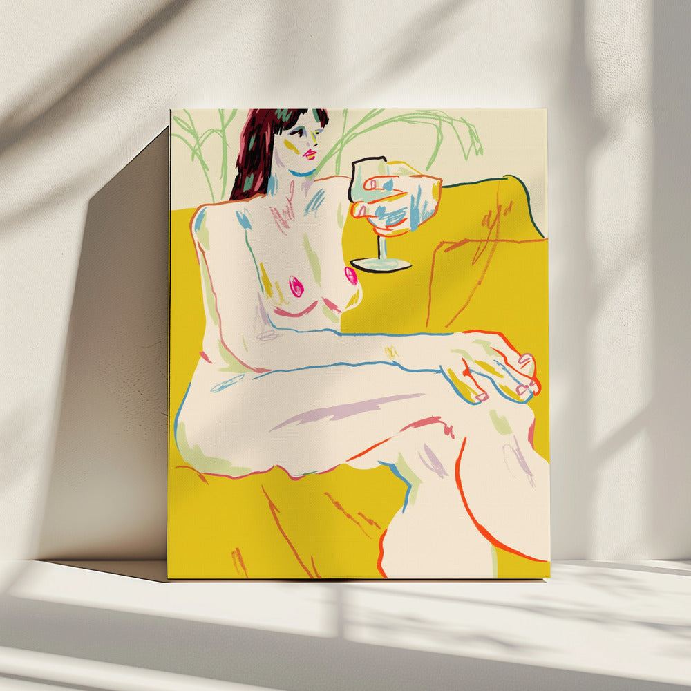 Mädchen mit einem Weinglas | Leinwand