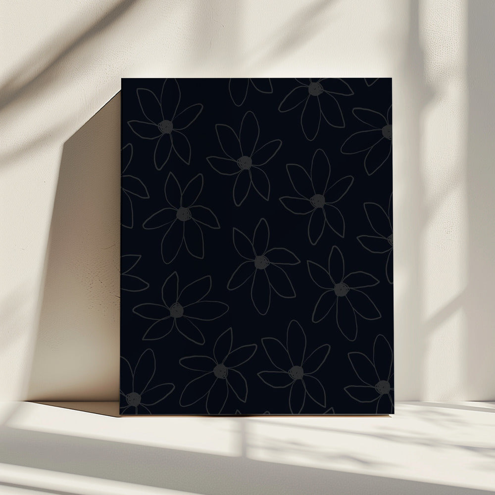 Schwarze luftige Blumen | Leinwand