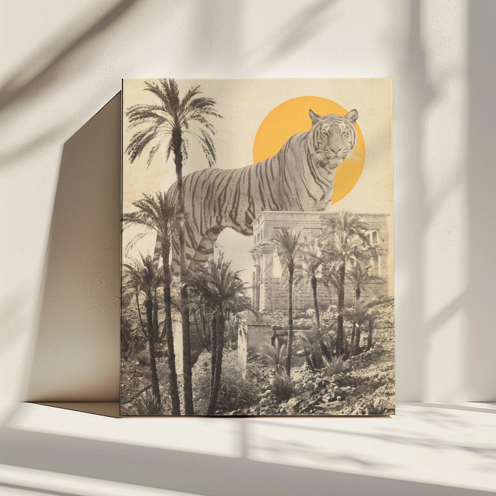 Riesiger Tiger in Ruinen | Leinwand
