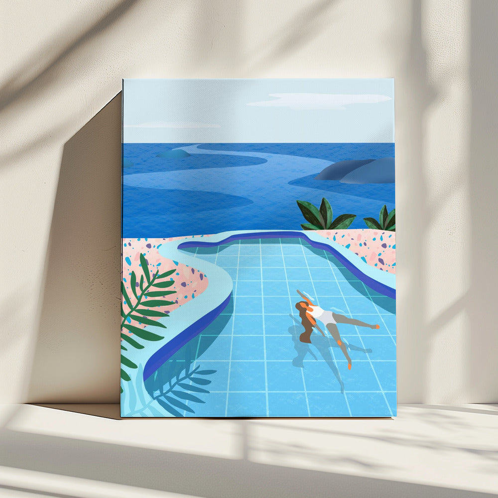 Mädchen im Pool | Leinwand