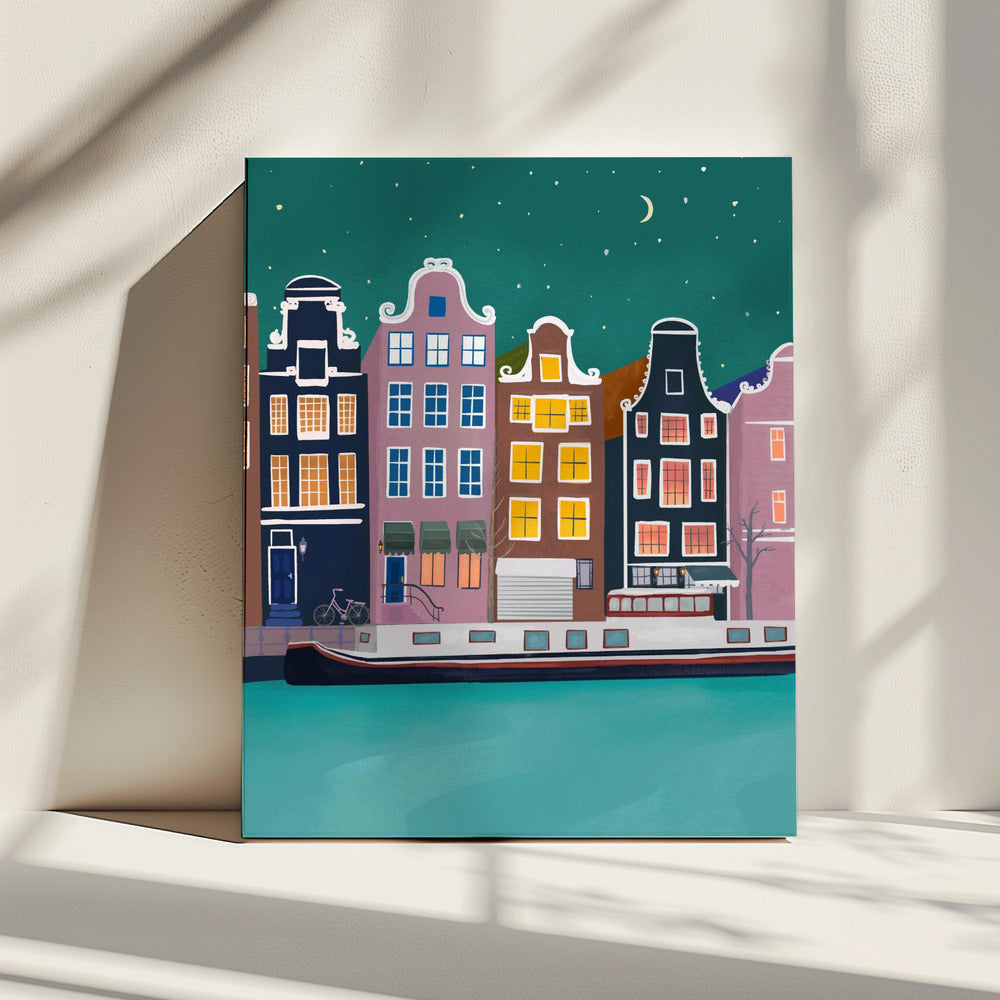 Amsterdam bei Nacht | Leinwand