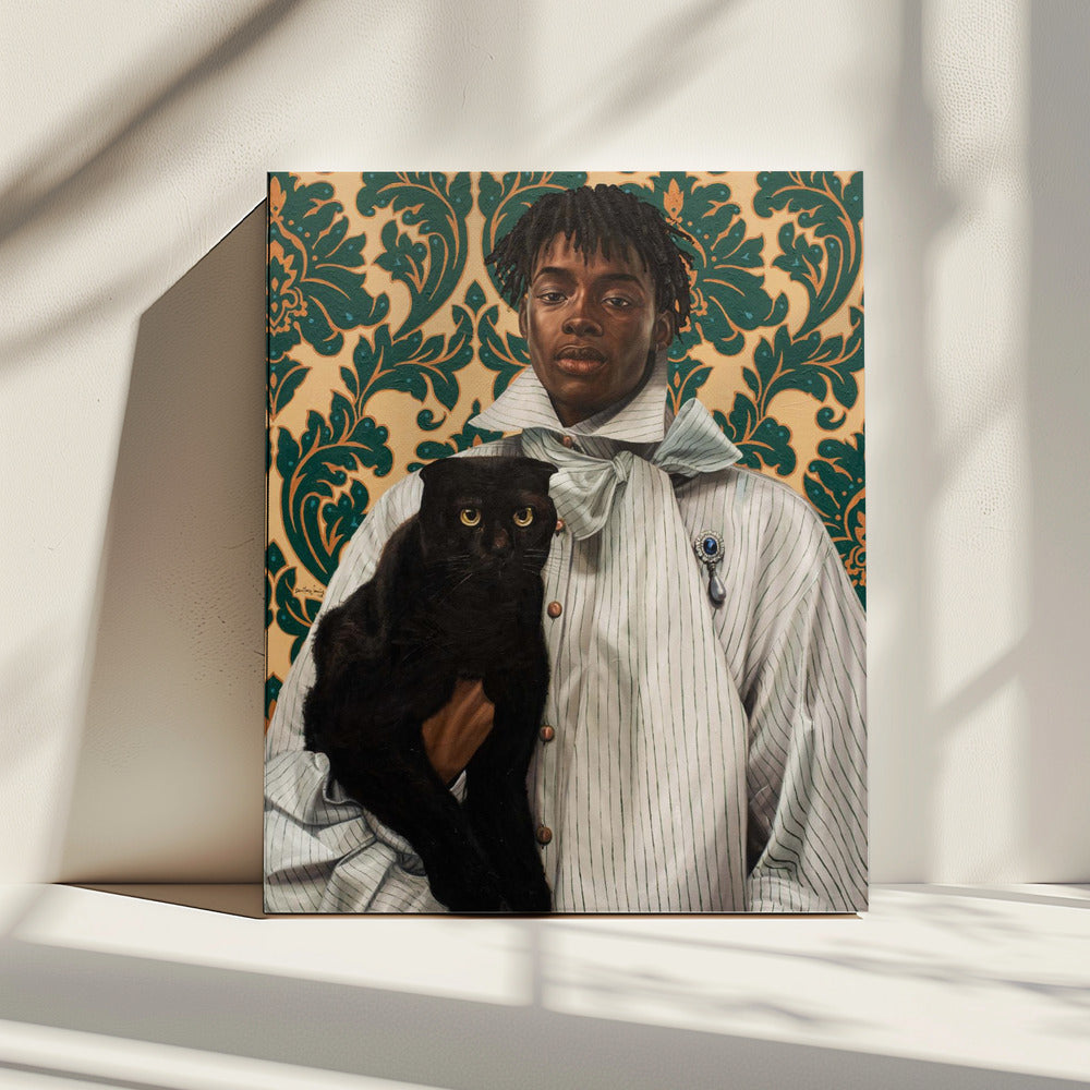 Gentleman mit Katze | Leinwand