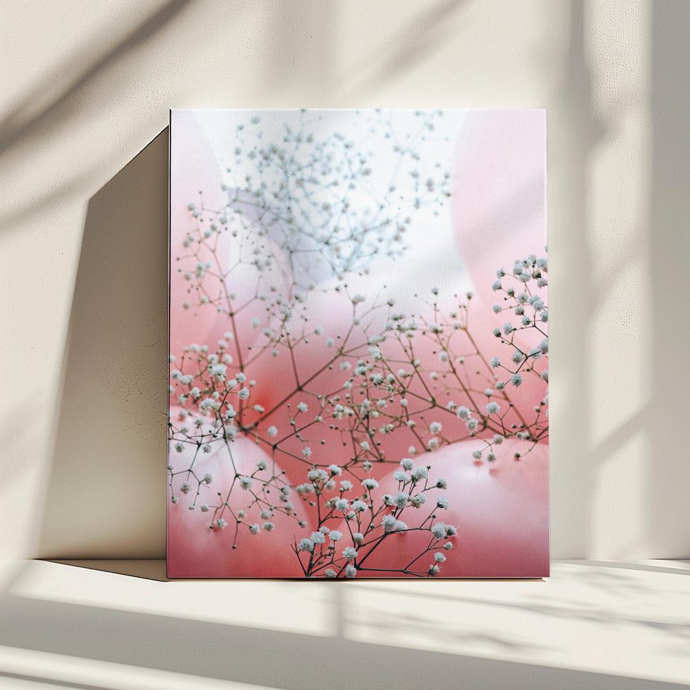 Zarte Blüten und rosa Luftballons | Leinwand