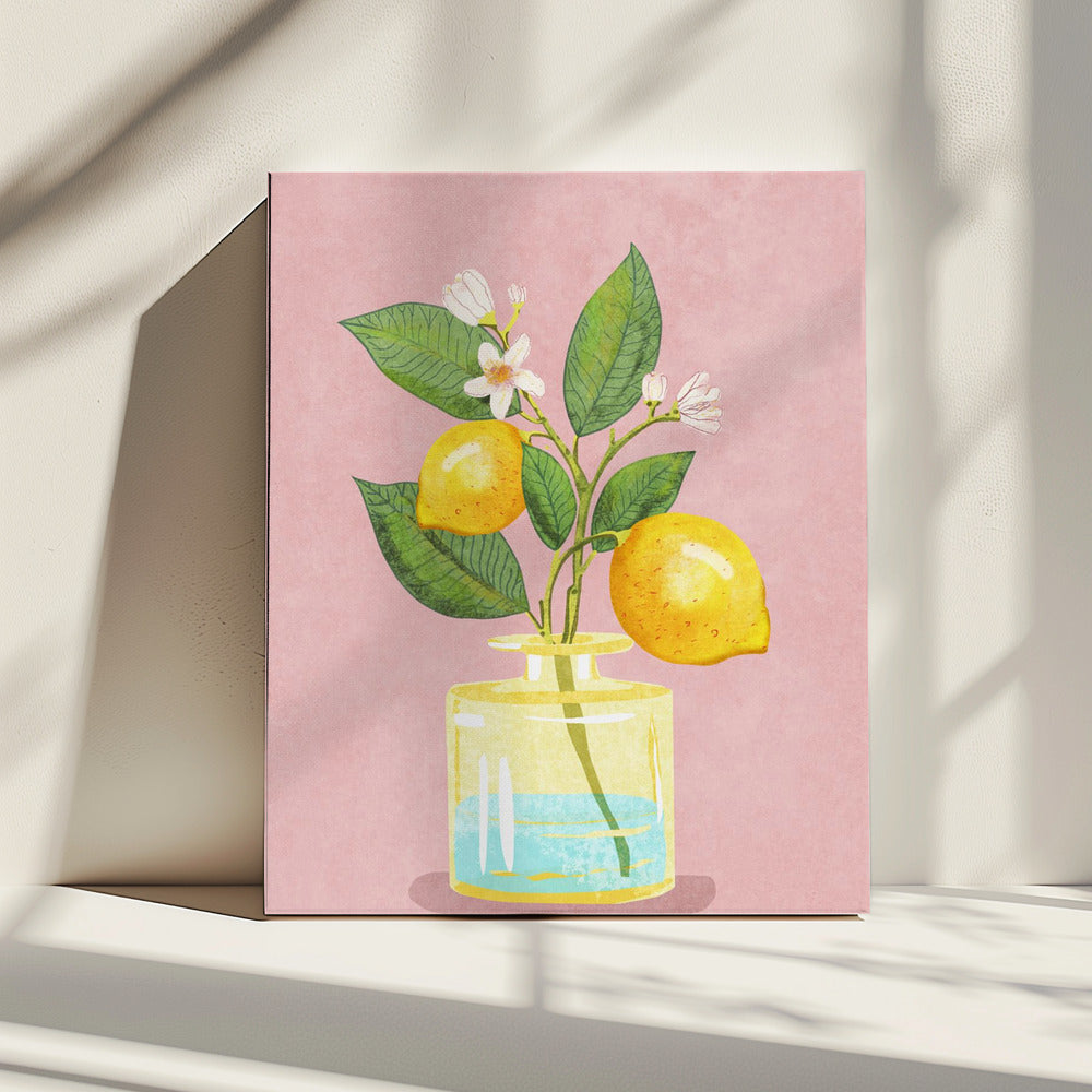 Zitronenstrauß in Vase | Leinwand