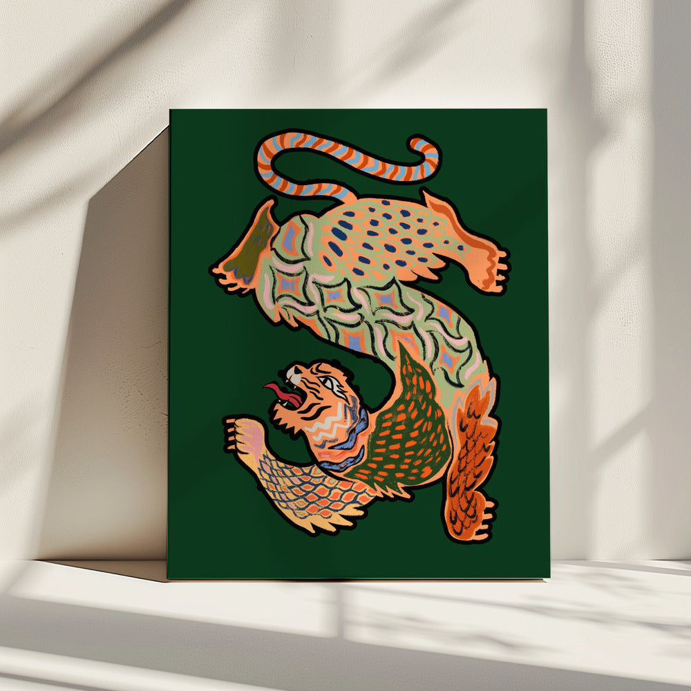 Asiatischer Tiger Grün | Leinwand