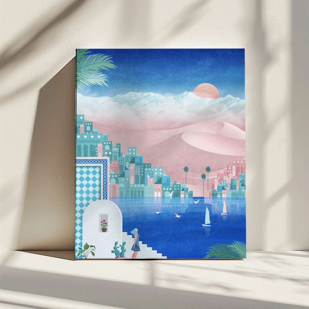 Verträumte Oasenszene | Leinwand