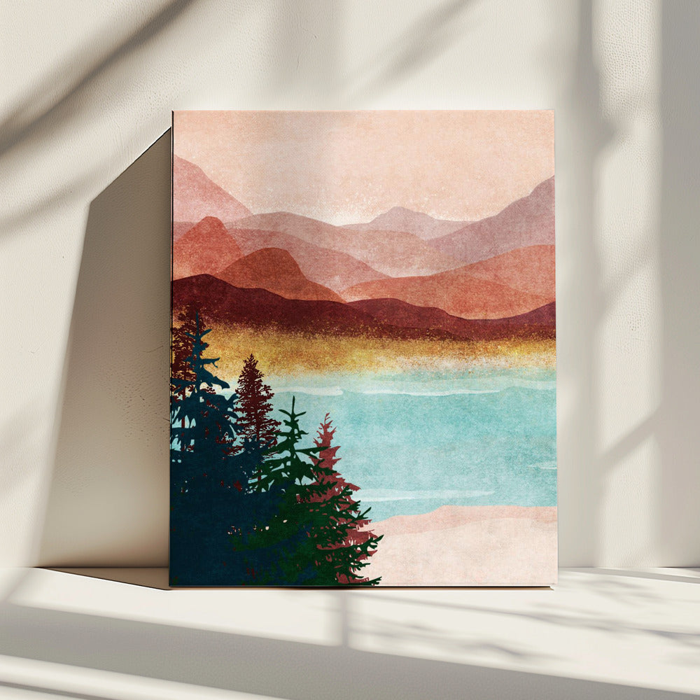 Nebeliges Bergglühen | Leinwand