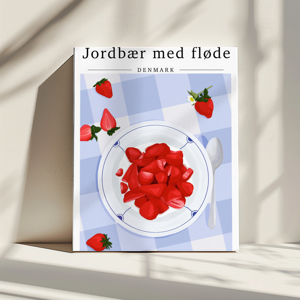 Erdbeere mit Sahne - Dänemark | Leinwand