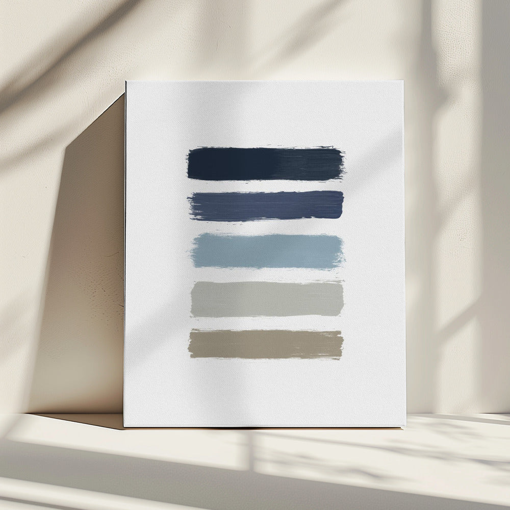 Blaue und taupefarbene Streifen | Leinwand