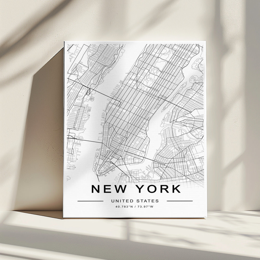 New York Karte | Leinwand