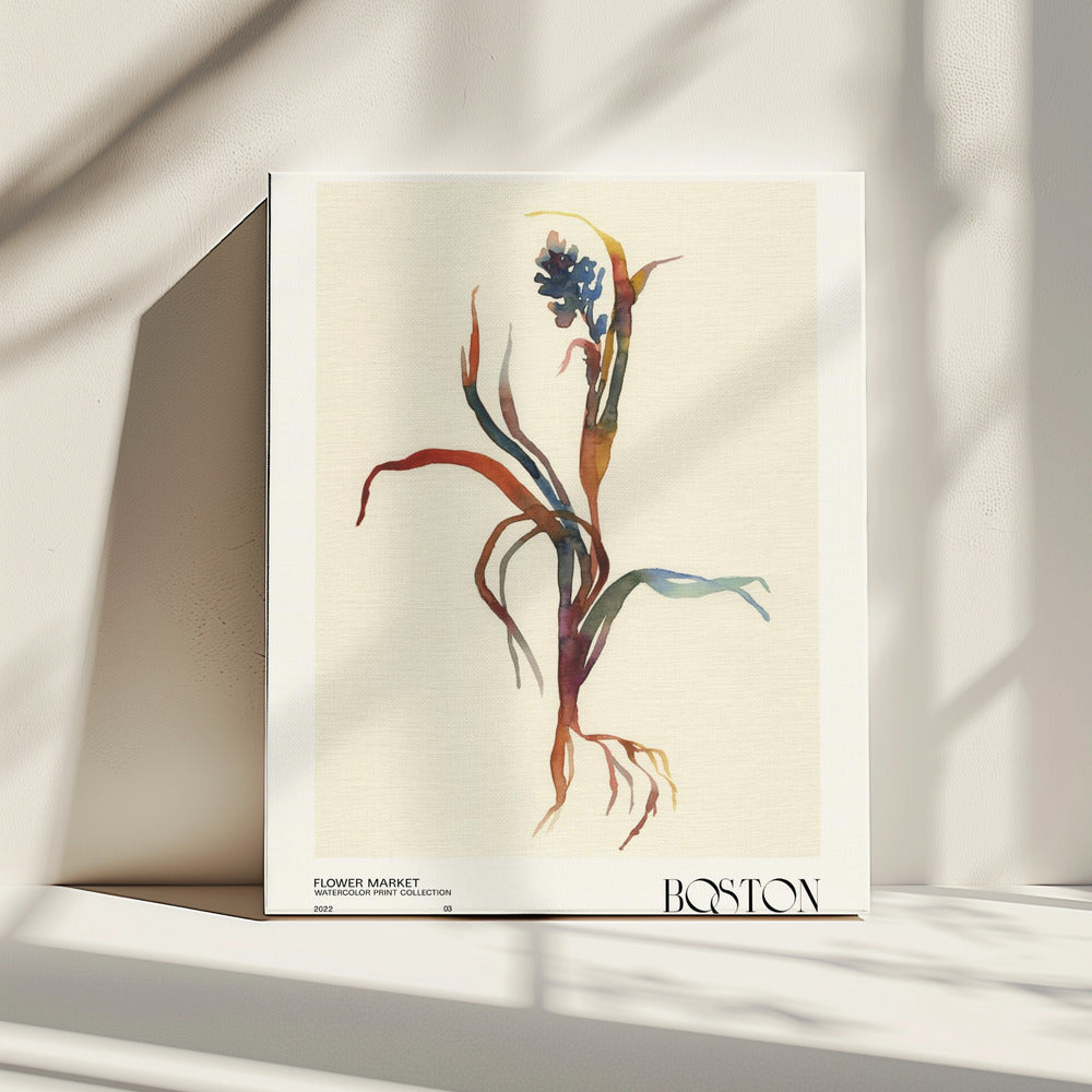 Aquarelldruck-Sammlung. Blumenmarkt – Boston | Leinwand