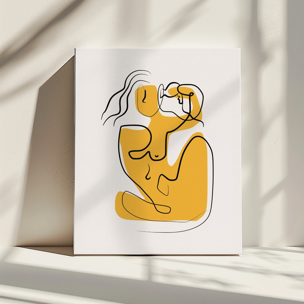 Line Art Akt mit wehendem Haar | Leinwand