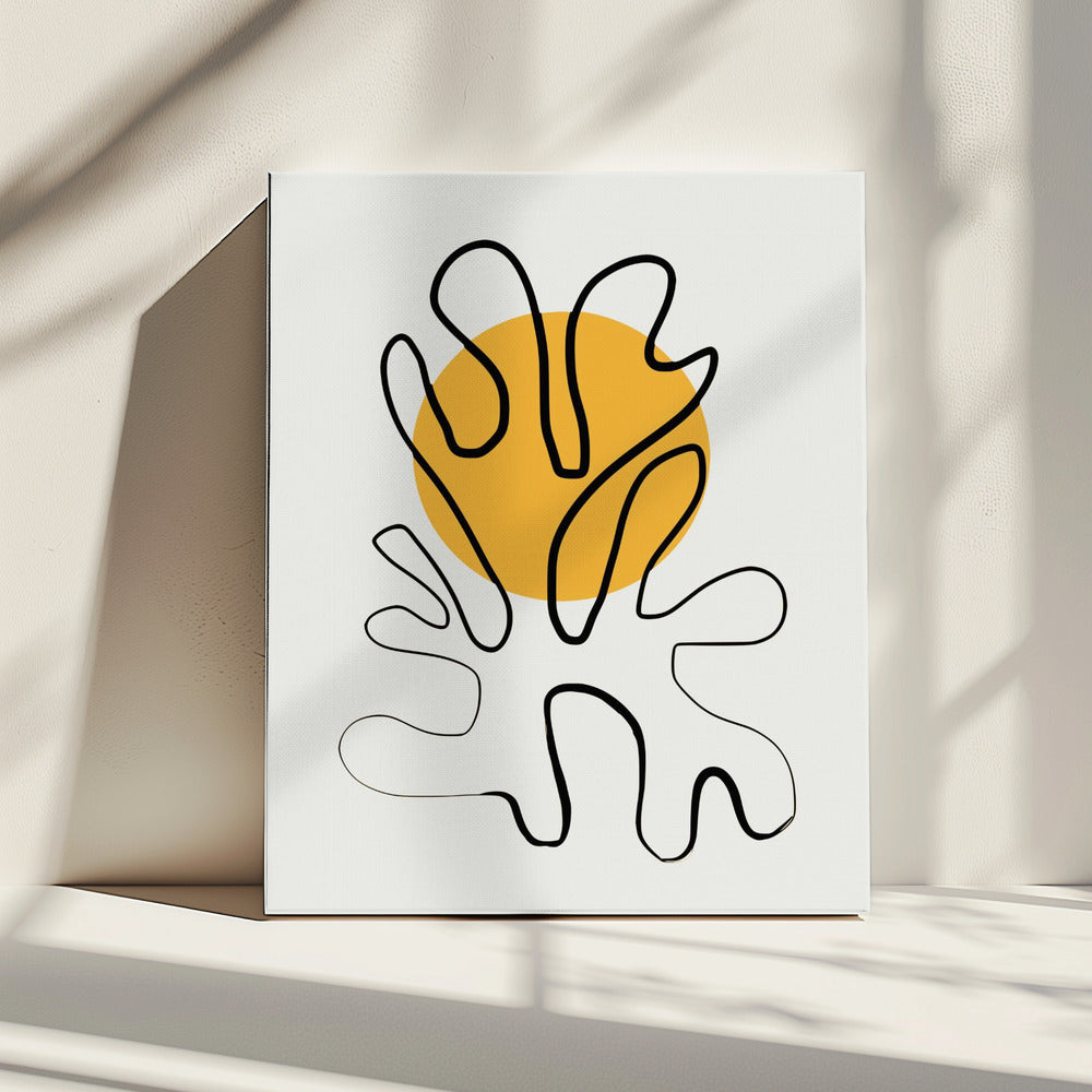 Minimalistische Koralle und Sonne | Leinwand