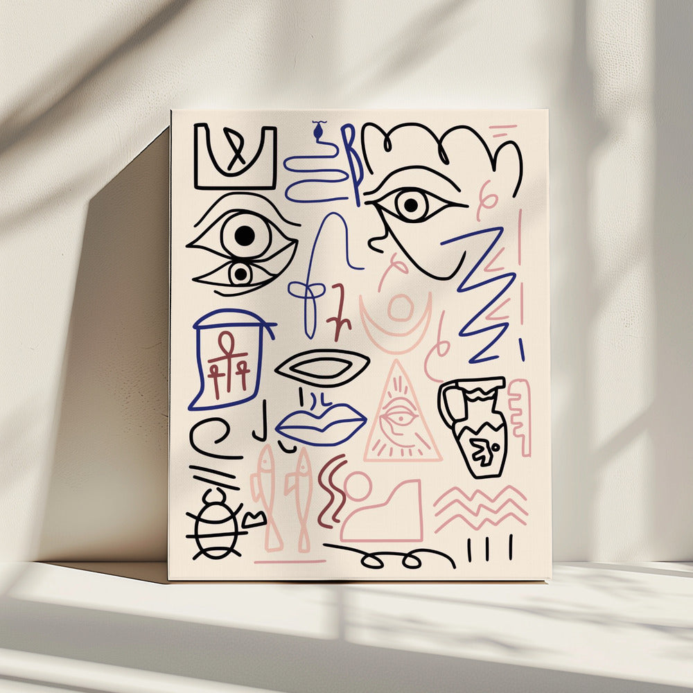 Line Art Höhlenzeichnung | Leinwand
