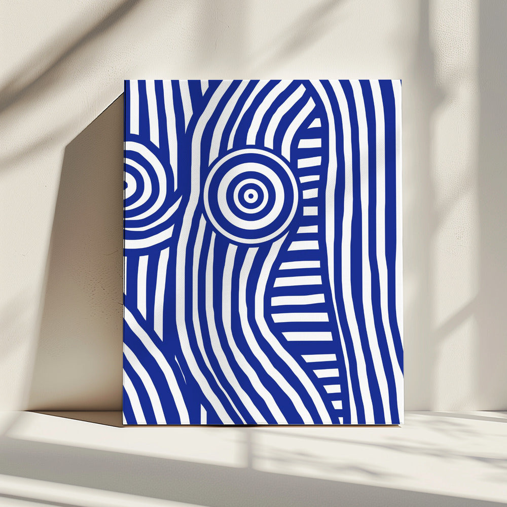 Vorderseite blau-weiß gestreift Nude | Leinwand