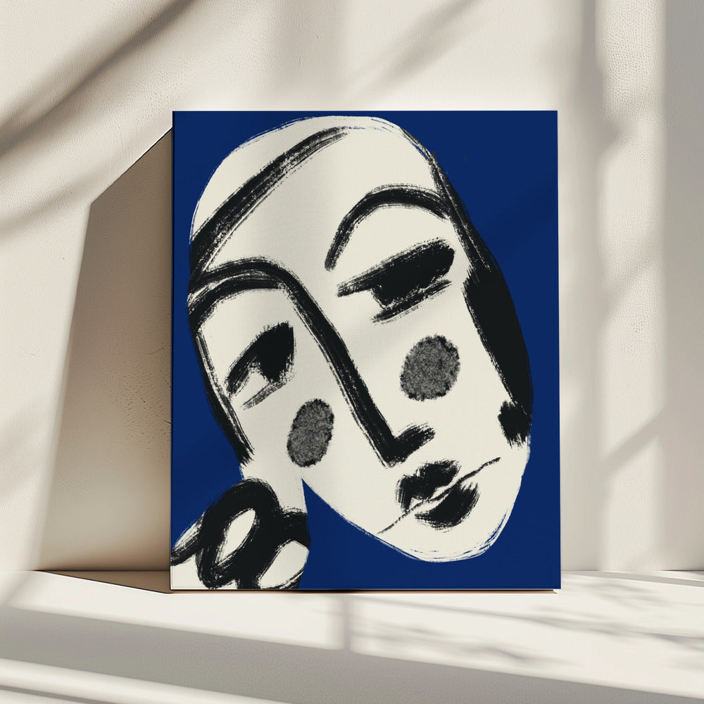 Ruhendes Portrait in Blau | Leinwand