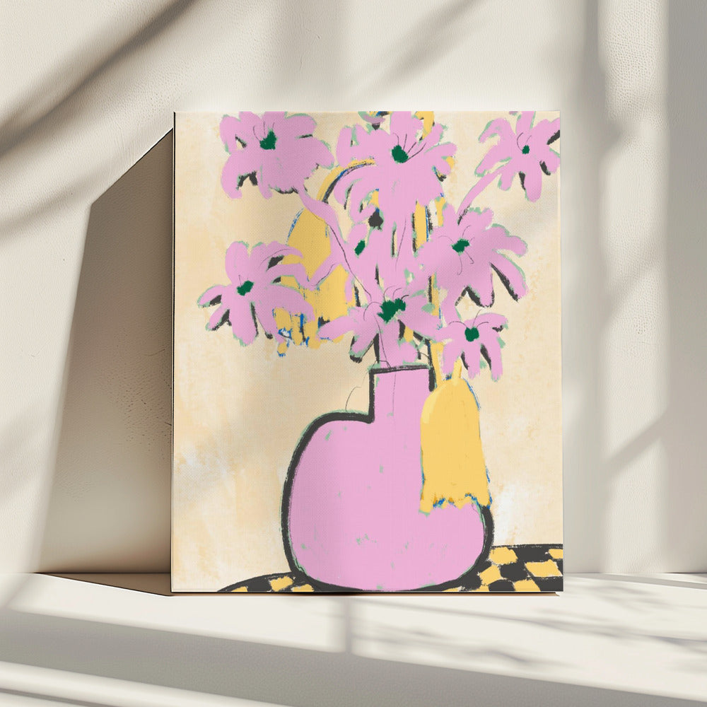 Rosa Blumen in einer Vase | Leinwand